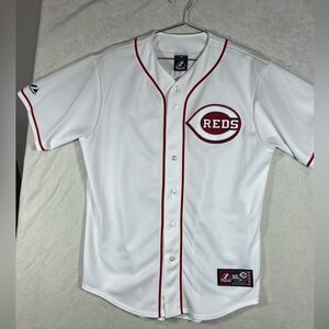 Majestic Size Medium Cincinnati Reds Votto White and Red Men's Jersey